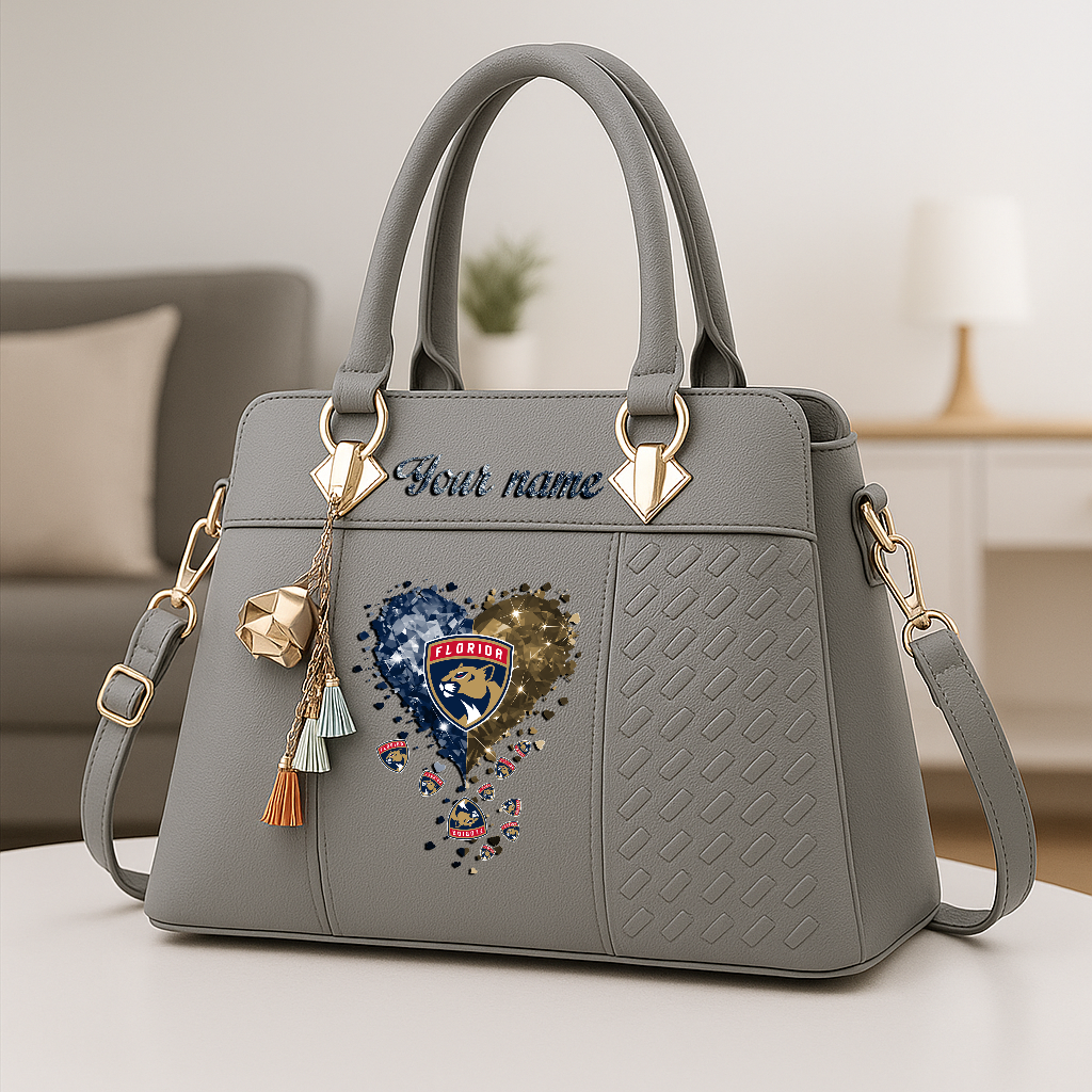 LIMITED EDITION - NEW CUSTOMIZED NHL01 FPT FLORIDA PANTHERS ZIP HANDBAG MULTICOLOR