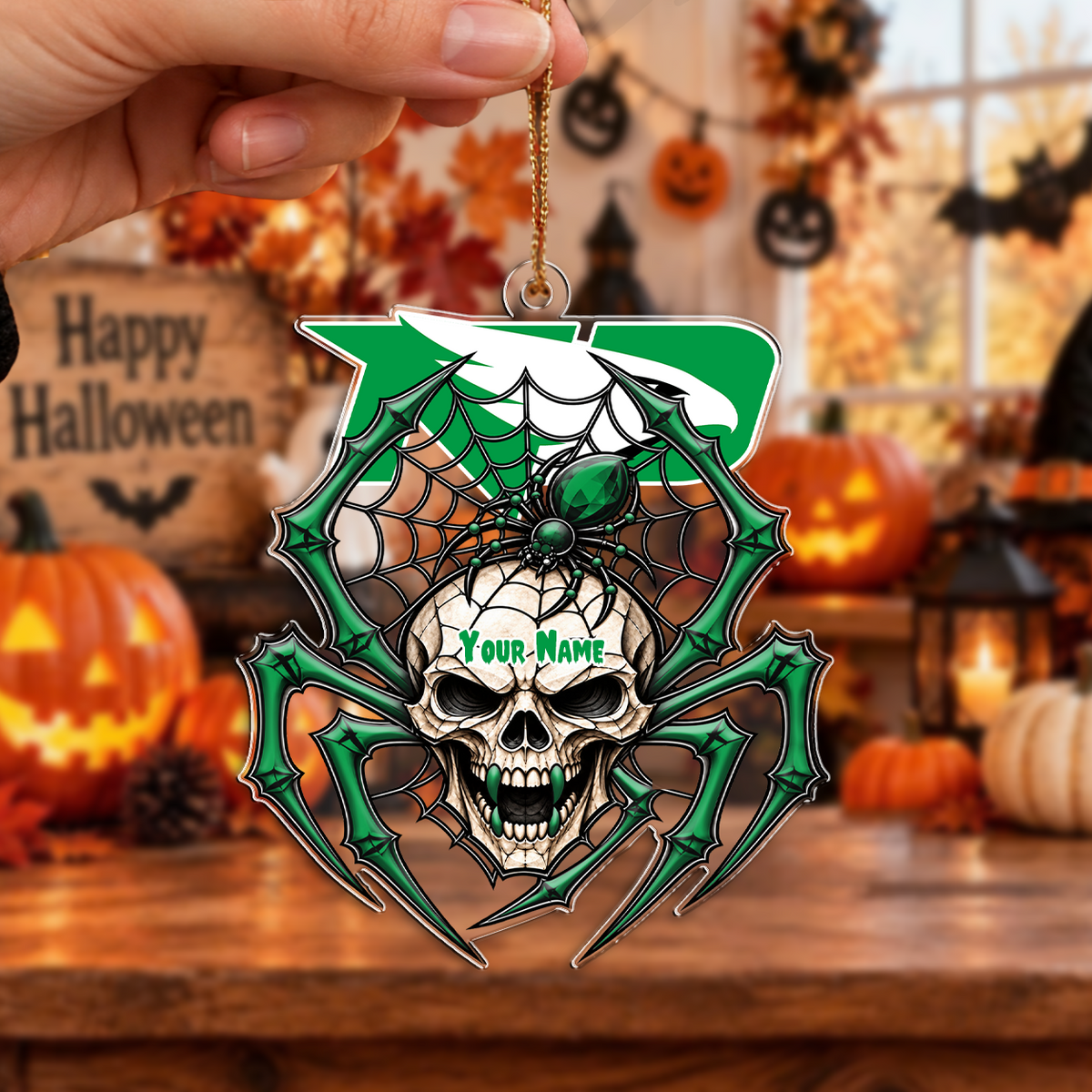 FAN FAVORITE - NEW CUSTOMIZED NCAA MFF01 NFH NORTH DAKOTA FIGHTING HAWKS HALLOWEEN ACRYLIC ORNAMENT