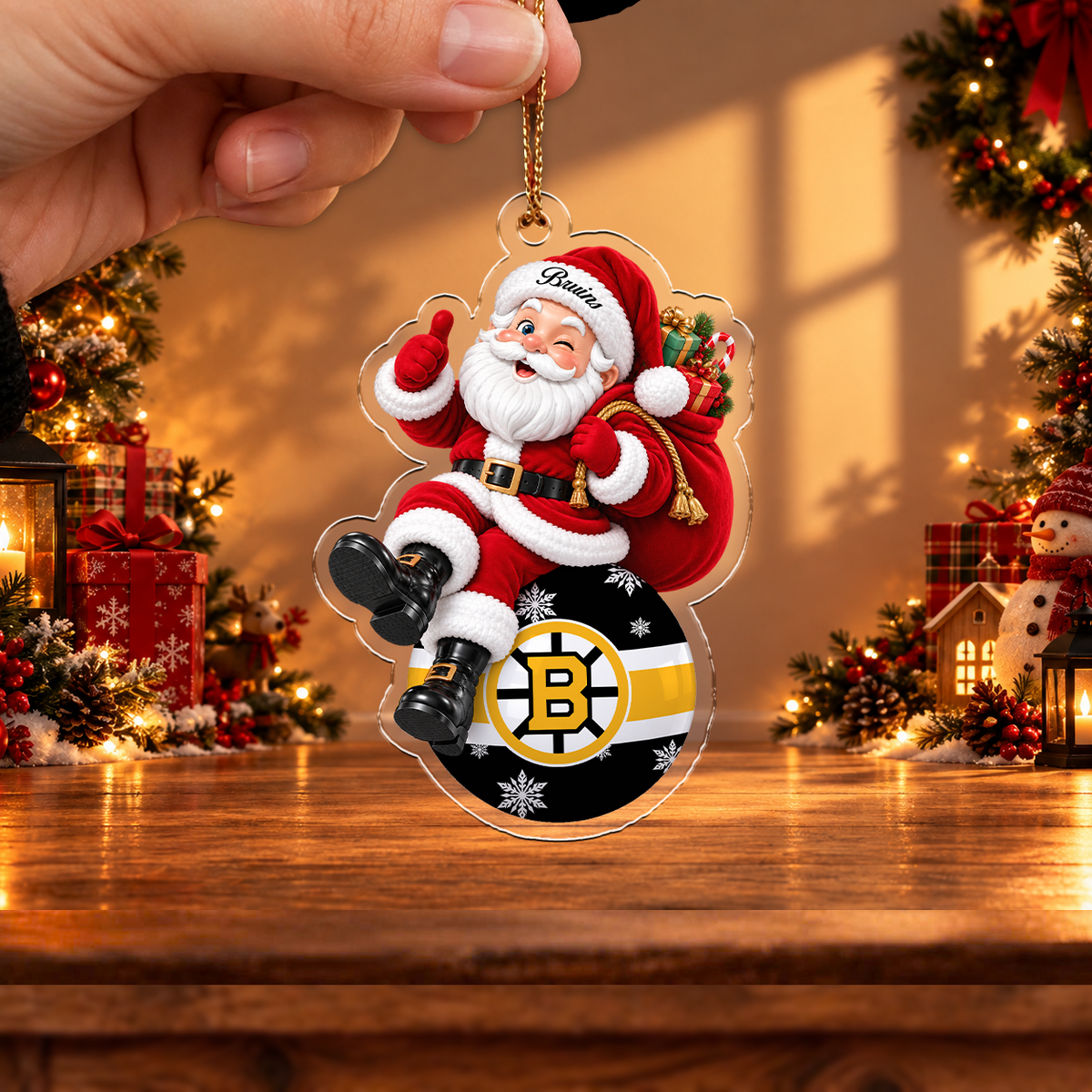 HOT DEAL - NEW CUSTOMIZED NHL02 BTB BOSTON BRUINS CHRISTMAS ACRYLIC ORNAMENT
