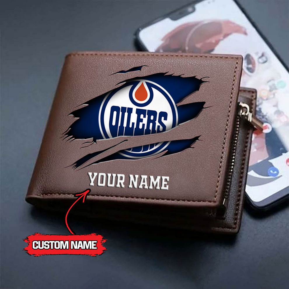 LIMITED EDITION - NEW CUSTOMIZED NHL03 EMO EDMONTON OILERS LEATHER WALLET