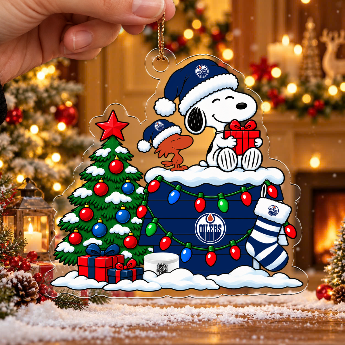 LIMITED DROP - NEW CUSTOMIZED NHL03 EMO EDMONTON OILERS CHRISTMAS ACRYLIC ORNAMENT
