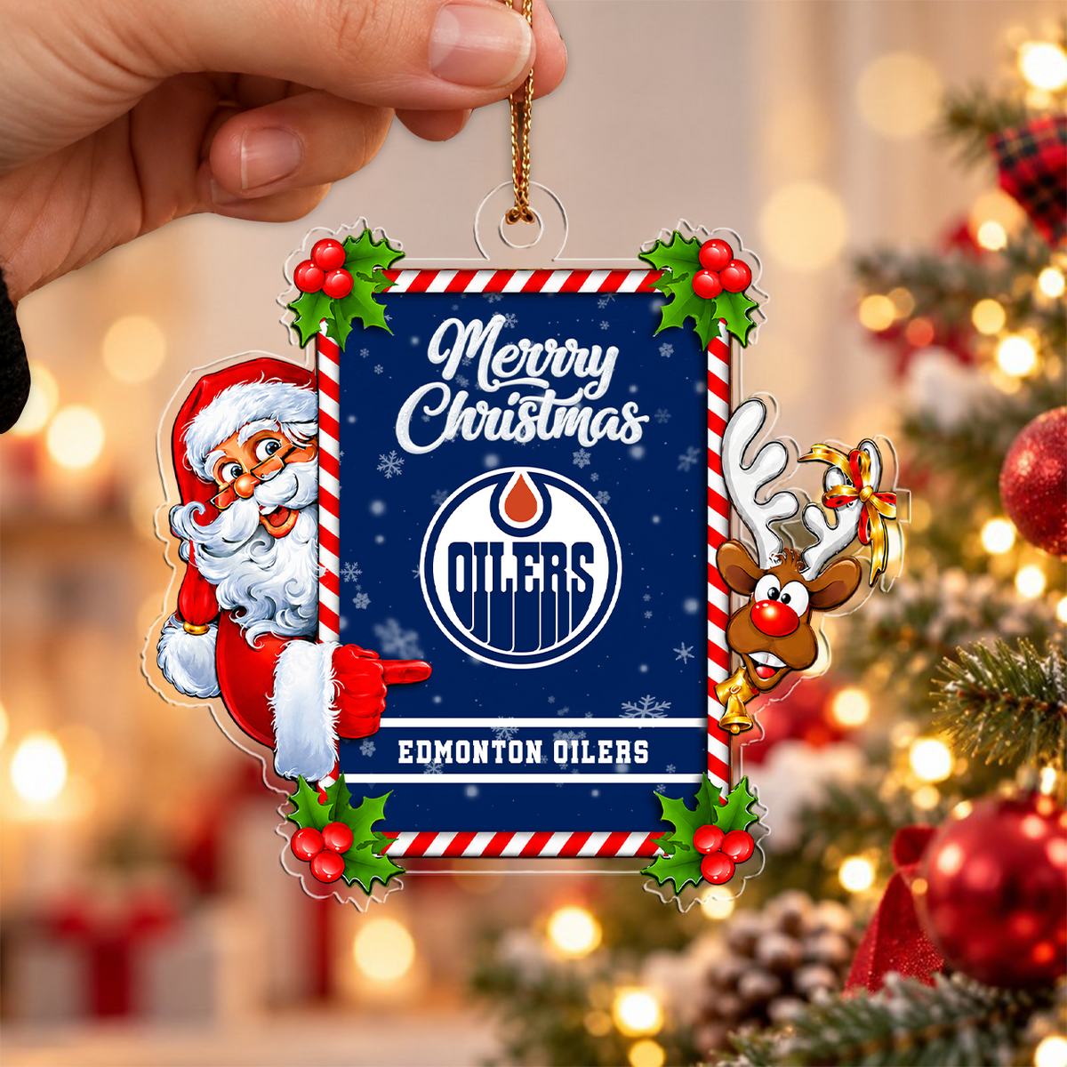 FLASH SALE - NEW CUSTOMIZED NHL03 EMO EDMONTON OILERS CHRISTMAS ACRYLIC ORNAMENT