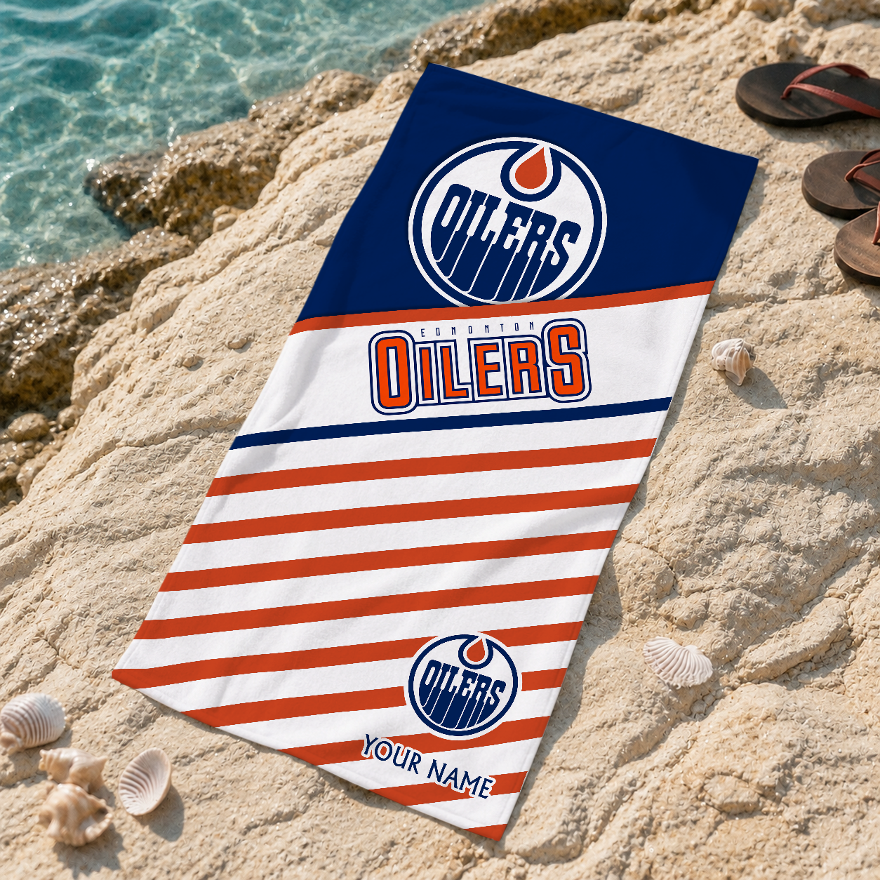 FINAL SALE - NEW CUSTOMIZED NHL03 EMO EDMONTON OILERS BEACH TOWEL