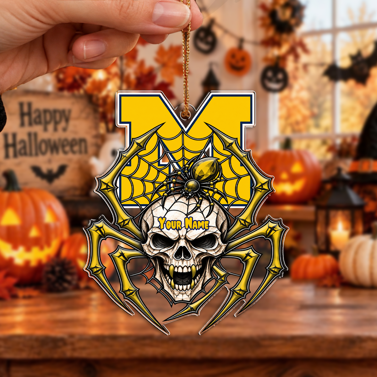 FAN FAVORITE - NEW CUSTOMIZED NCAA MFF04 MIW MICHIGAN WOLVERINES HALLOWEEN ACRYLIC ORNAMENT