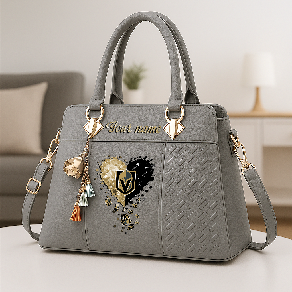 LIMITED EDITION - NEW CUSTOMIZED NHL04 VGK VEGAS GOLDEN KNIGHTS ZIP HANDBAG MULTICOLOR
