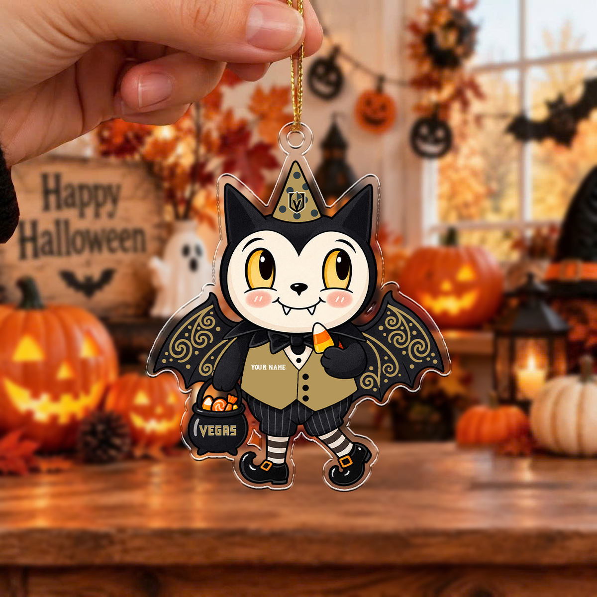 HOT DEAL - NEW CUSTOMIZED NHL04 VGK VEGAS GOLDEN KNIGHTS HALLOWEEN ACRYLIC ORNAMENT
