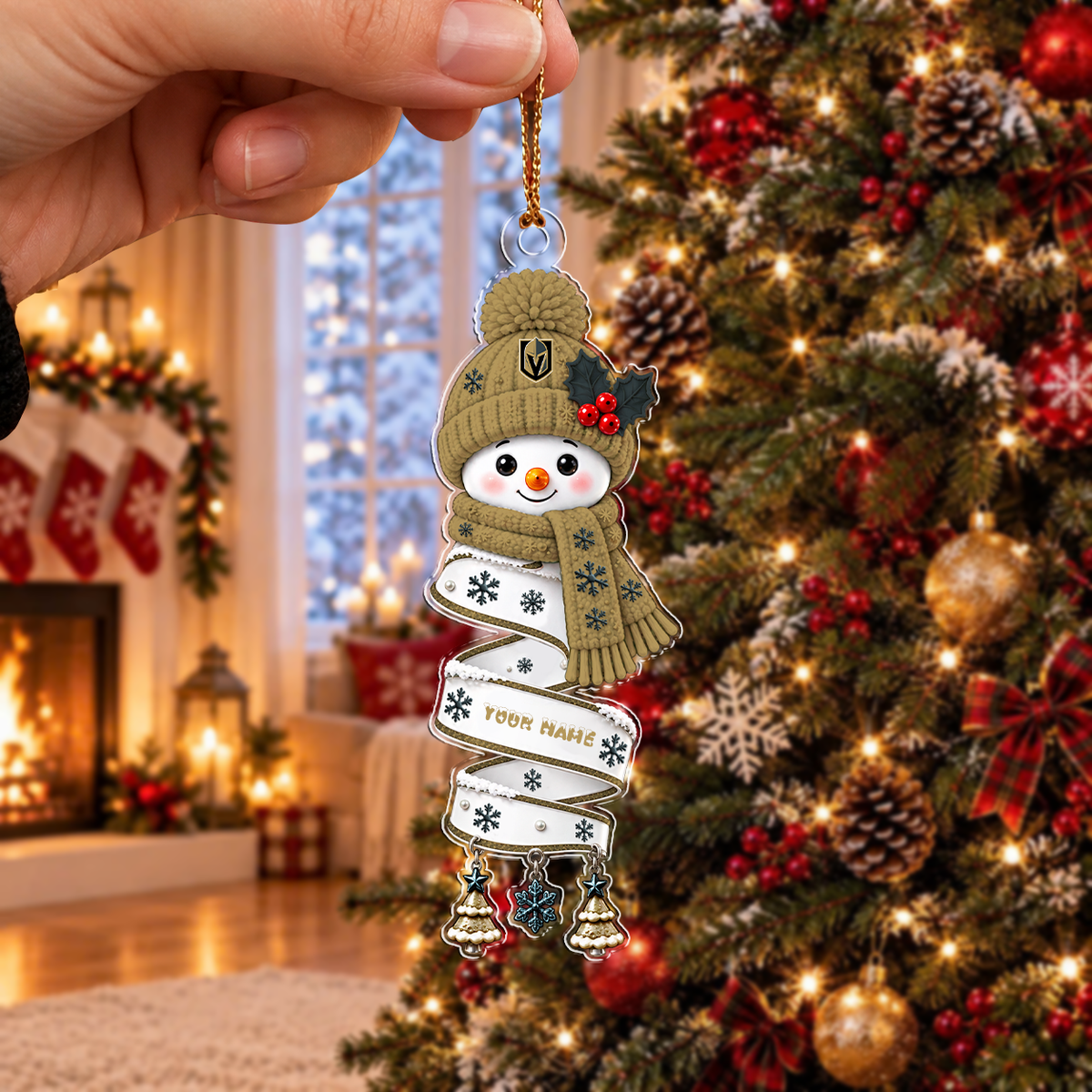 SPECIAL EDITION - NEW CUSTOMIZED NHL04 VGK VEGAS GOLDEN KNIGHTS CHRISTMAS ACRYLIC ORNAMENT