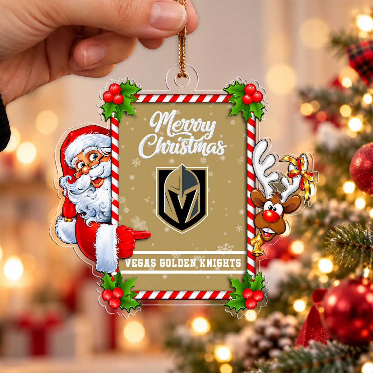 FLASH SALE - NEW CUSTOMIZED NHL04 VGK VEGAS GOLDEN KNIGHTS CHRISTMAS ACRYLIC ORNAMENT