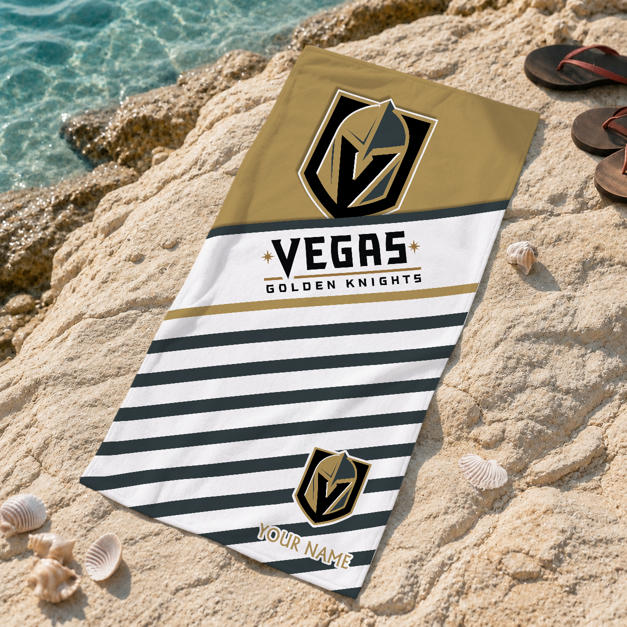 FINAL SALE - NEW CUSTOMIZED NHL04 VGK VEGAS GOLDEN KNIGHTS BEACH TOWEL