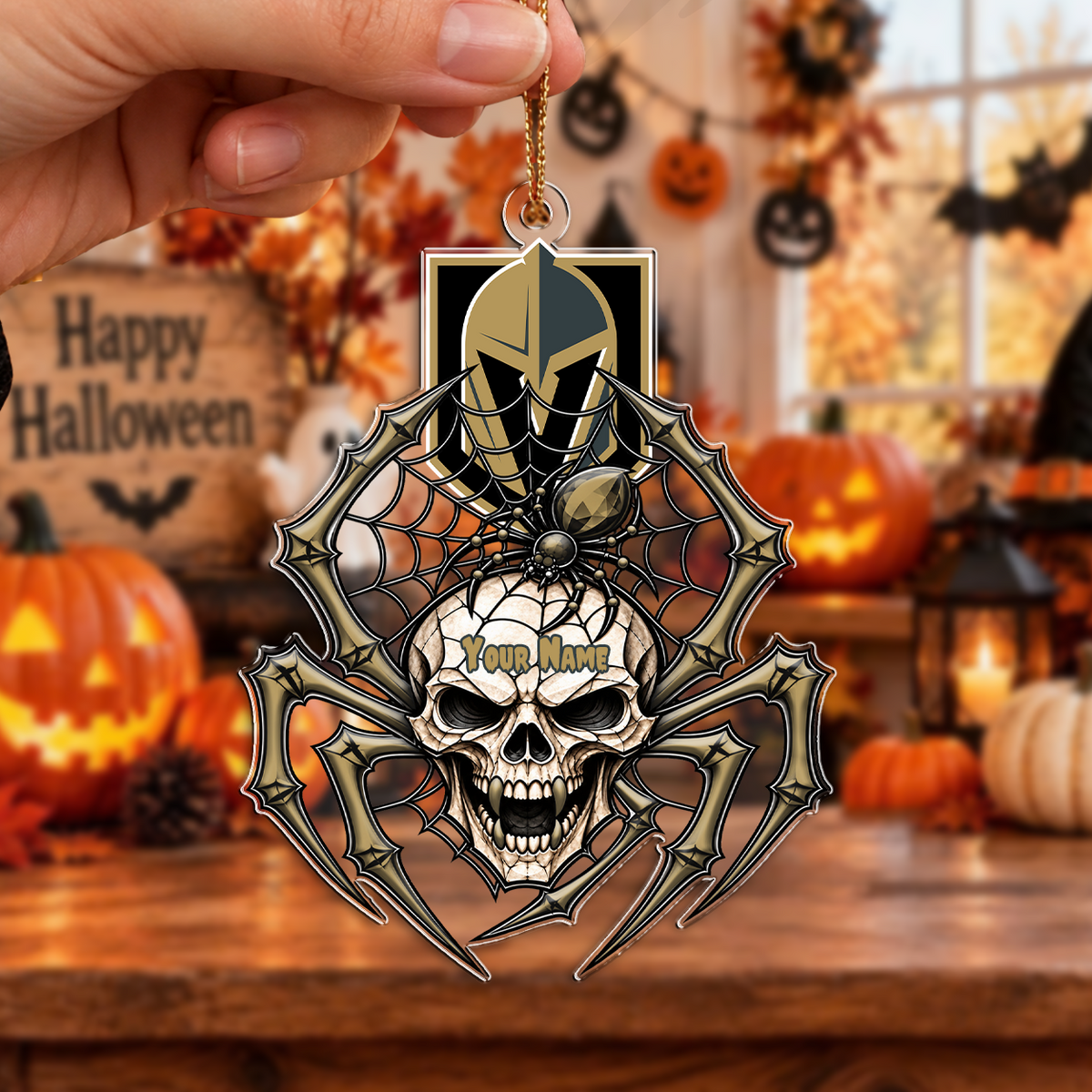 LIMITED EDITION - NEW CUSTOMIZED NHL04 VGK VEGAS GOLDEN KNIGHTS HALLOWEEN ACRYLIC ORNAMENT