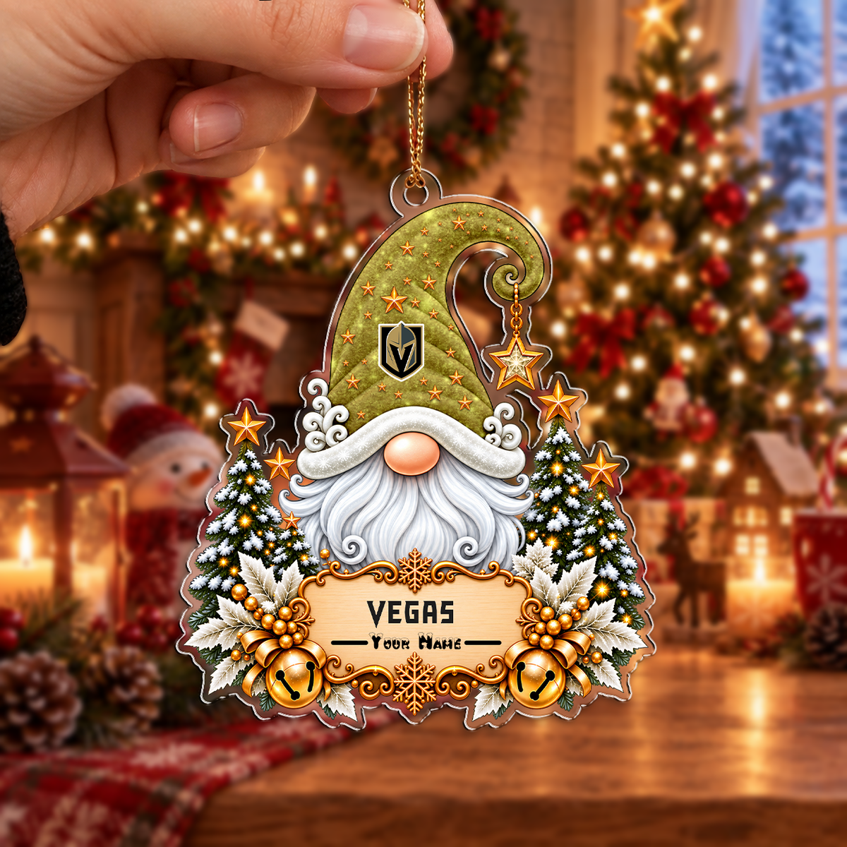 EXCLUSIVE EDITION - NEW CUSTOMIZED NHL04 VGK VEGAS GOLDEN KNIGHTS CHRISTMAS ACRYLIC ORNAMENT