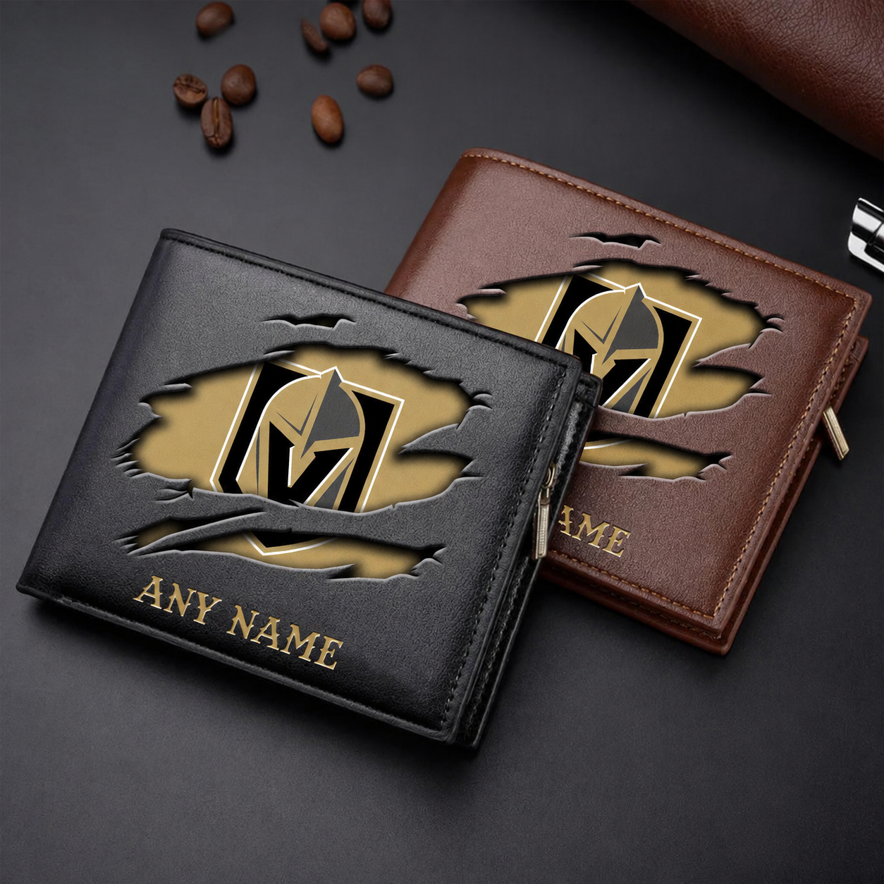 FINAL SALE - NEW CUSTOMIZED NHL04 VGK VEGAS GOLDEN KNIGHTS LEATHER WALLET