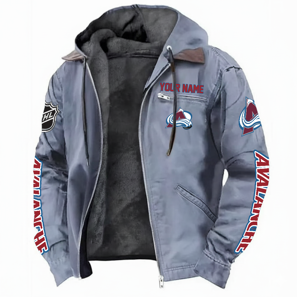 LIMITED EDITION - NEW CUSTOMIZED NHL05 CAL COLORADO AVALANCHE HOODED CARDIGAN JACKET
