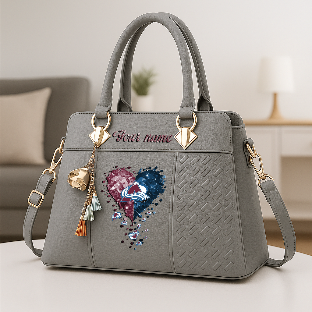 LIMITED EDITION - NEW CUSTOMIZED NHL05 CAL COLORADO AVALANCHE ZIP HANDBAG MULTICOLOR
