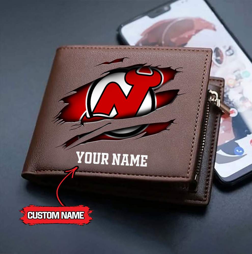 LIMITED EDITION - NEW CUSTOMIZED NHL06 NJD NEW JERSEY DEVILS LEATHER WALLET
