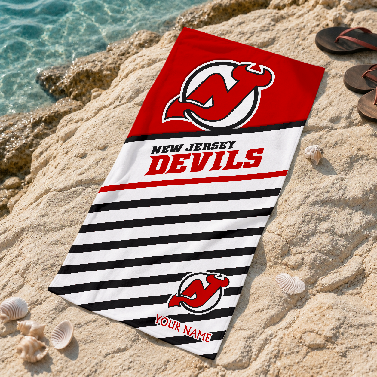 FINAL SALE - NEW CUSTOMIZED NHL06 NJD NEW JERSEY DEVILS BEACH TOWEL