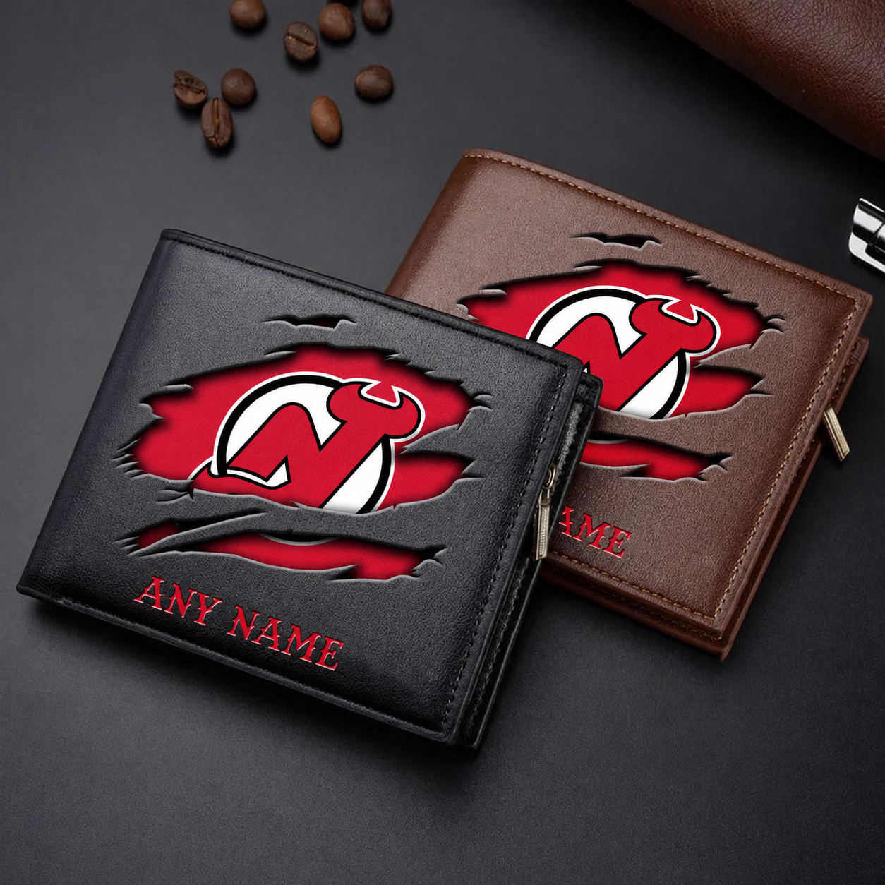 FINAL SALE - NEW CUSTOMIZED NHL06 NJD NEW JERSEY DEVILS LEATHER WALLET