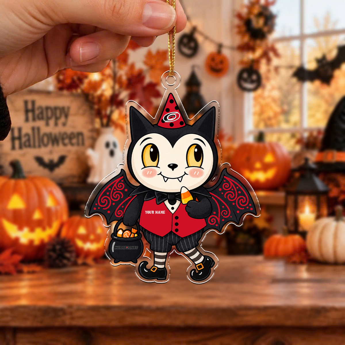 HOT DEAL - NEW CUSTOMIZED NHL07 CLH CAROLINA HURRICANES HALLOWEEN ACRYLIC ORNAMENT
