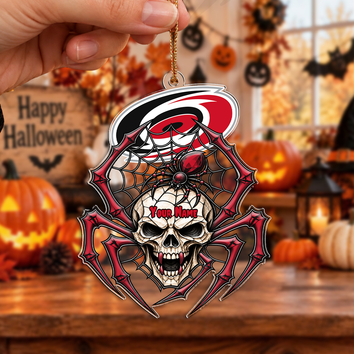 LIMITED EDITION - NEW CUSTOMIZED NHL07 CLH CAROLINA HURRICANES HALLOWEEN ACRYLIC ORNAMENT