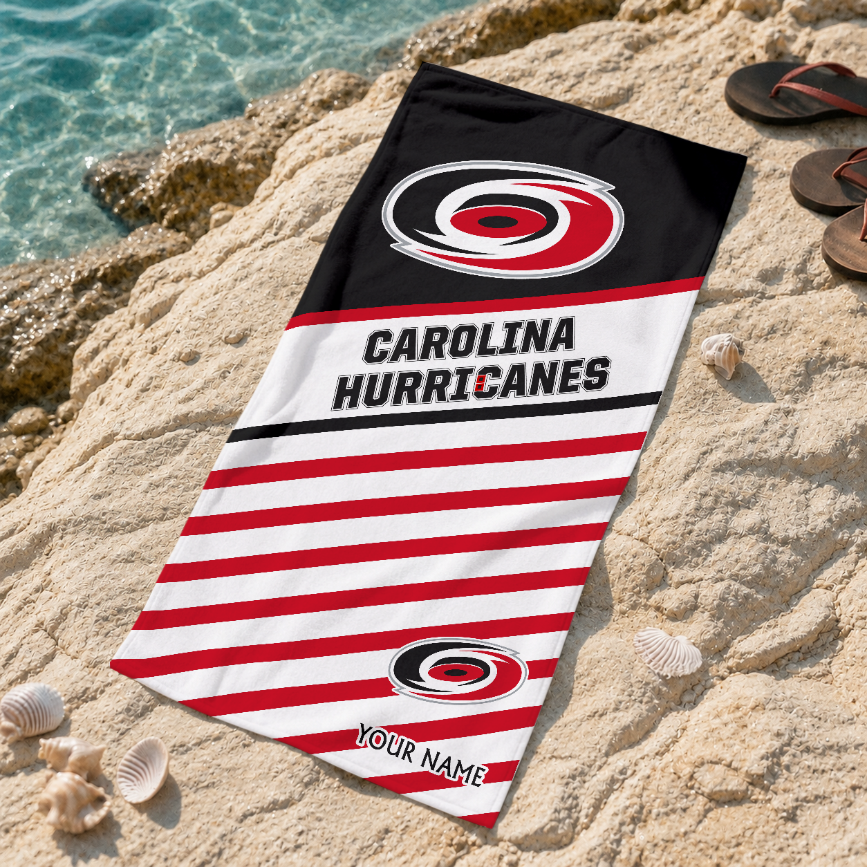 FINAL SALE - NEW CUSTOMIZED NHL07 CLH CAROLINA HURRICANES BEACH TOWEL