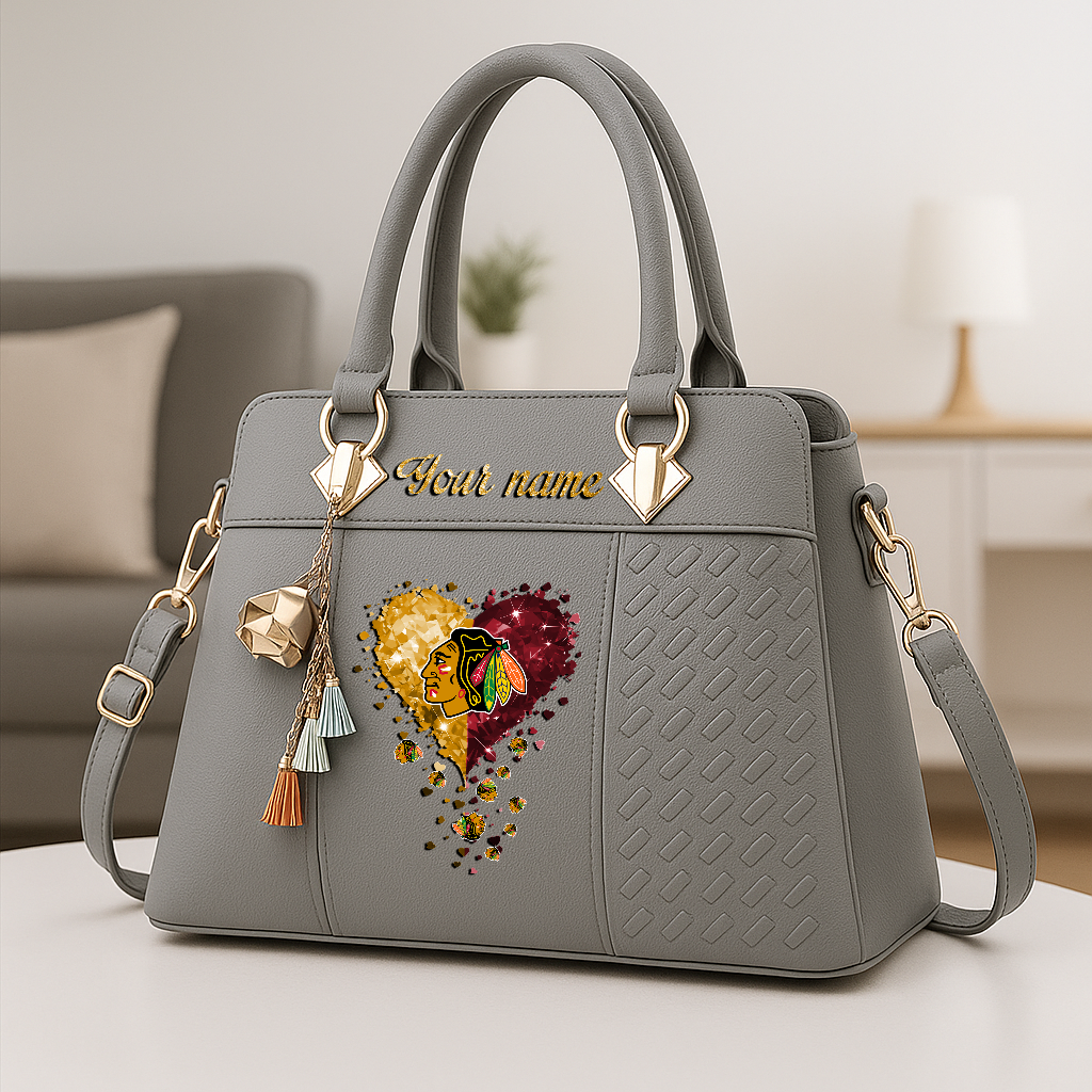LIMITED EDITION - NEW CUSTOMIZED NHL08 CBH CHICAGO BLACKHAWKS ZIP HANDBAG MULTICOLOR