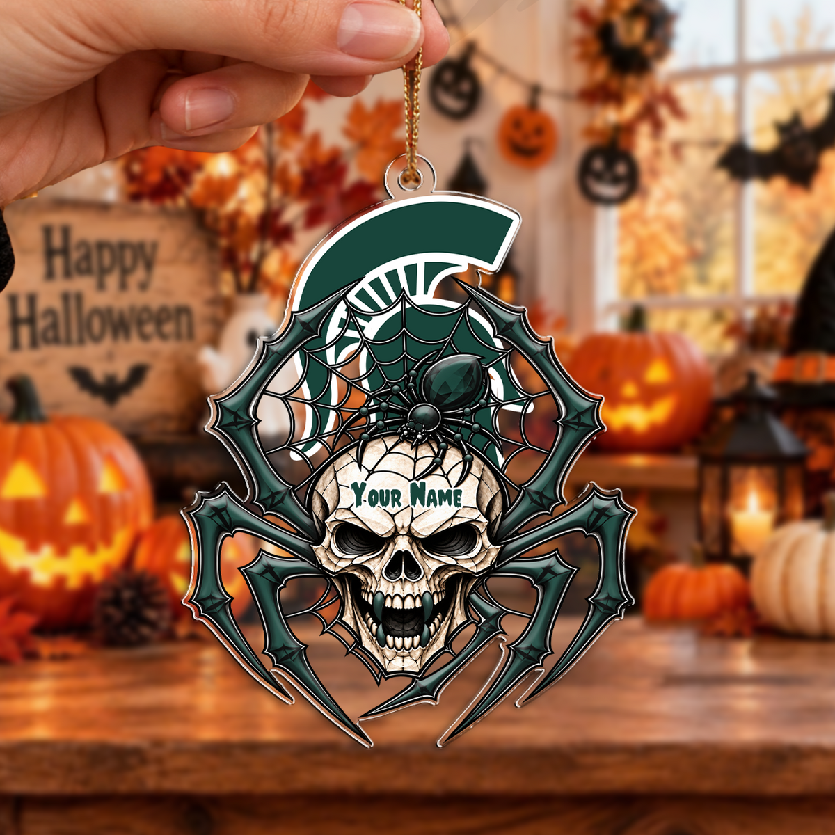 FAN FAVORITE - NEW CUSTOMIZED NCAA MFF08 MSS MICHIGAN STATE SPARTANS HALLOWEEN ACRYLIC ORNAMENT