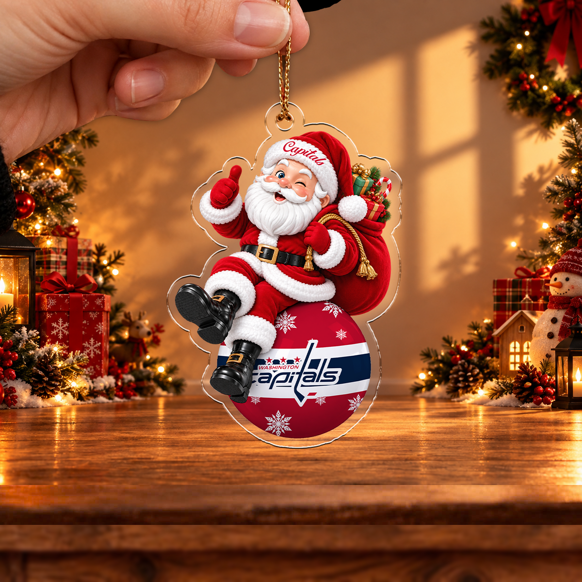 HOT DEAL - NEW CUSTOMIZED NHL10 WCP WASHINGTON CAPITALS CHRISTMAS ACRYLIC ORNAMENT