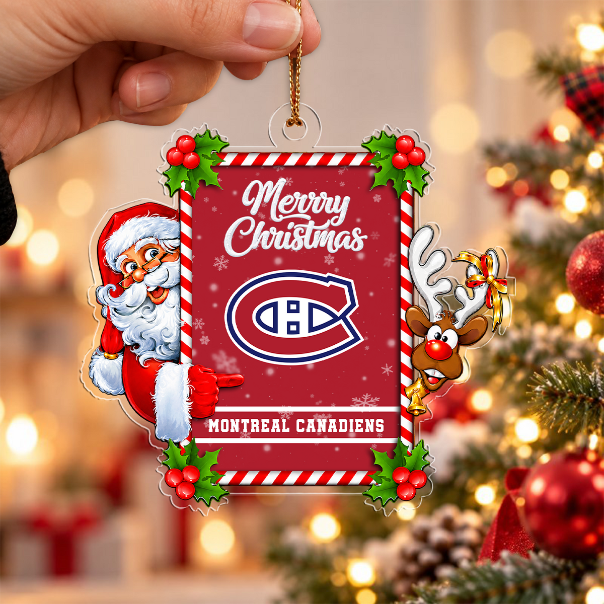FLASH SALE - NEW CUSTOMIZED NHL11 MCD MONTREAL CANADIENS CHRISTMAS ACRYLIC ORNAMENT