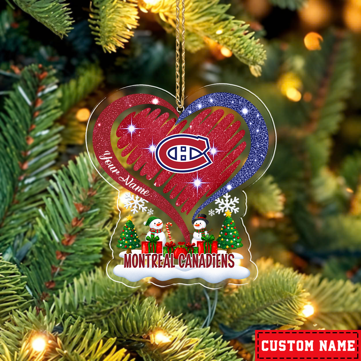 FINAL SALE - NEW CUSTOMIZED NHL11 MCD MONTREAL CANADIENS CHRISTMAS ACRYLIC ORNAMENT