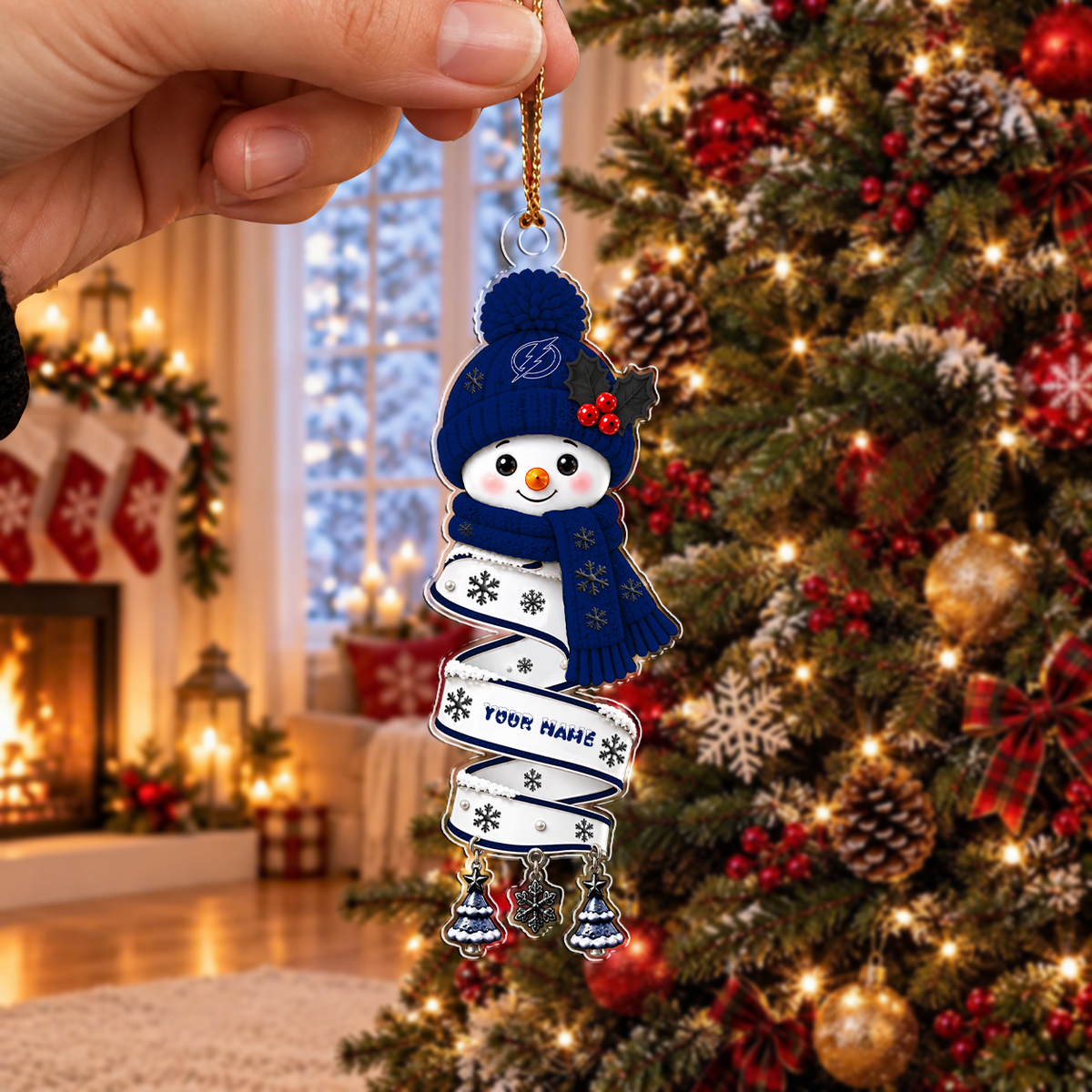 SPECIAL EDITION - NEW CUSTOMIZED NHL12 TPL TAMPA BAY LIGHTNING CHRISTMAS ACRYLIC ORNAMENT