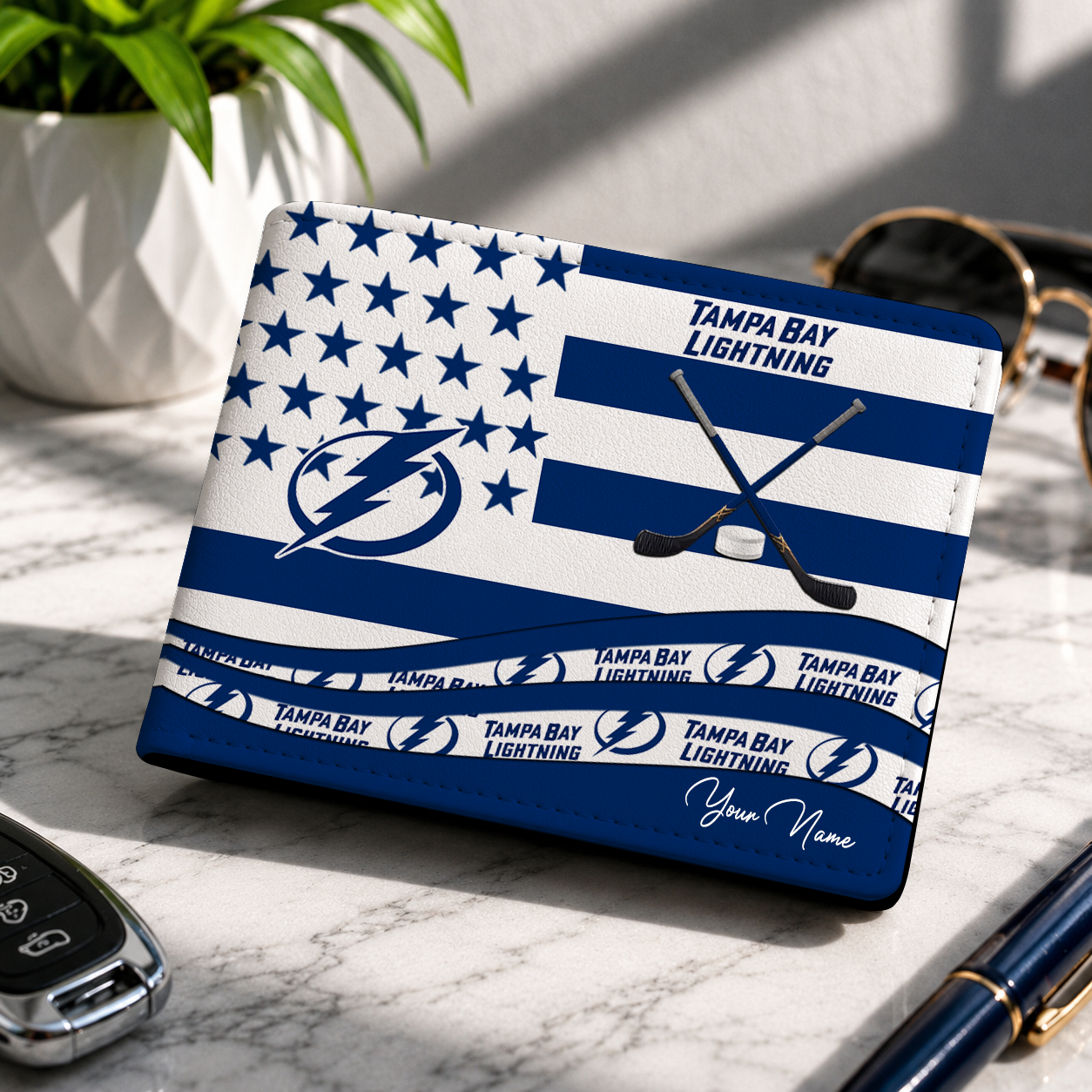 LIMITED EDITION - NEW CUSTOMIZED NHL12 TPL TAMPA BAY LIGHTNING LEATHER WALLET
