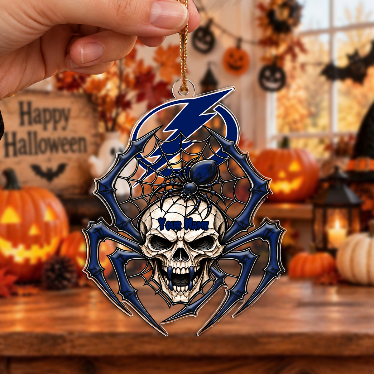 LIMITED EDITION - NEW CUSTOMIZED NHL12 TPL TAMPA BAY LIGHTNING HALLOWEEN ACRYLIC ORNAMENT