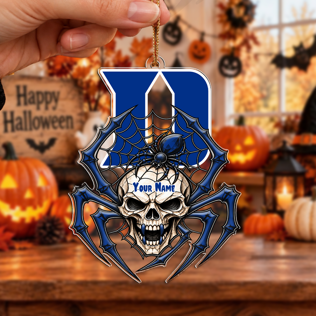 ACTIVE OFFER - NEW CUSTOMIZED NCAA CFH13 DLD DUKE BLUE DEVILS HALLOWEEN ACRYLIC ORNAMENT