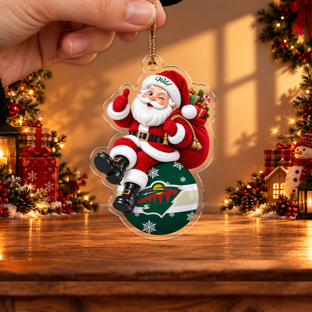 HOT DEAL - NEW CUSTOMIZED NHL13 MNW MINNESOTA WILD CHRISTMAS ACRYLIC ORNAMENT