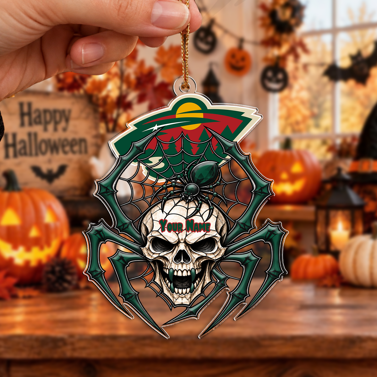 LIMITED EDITION - NEW CUSTOMIZED NHL13 MNW MINNESOTA WILD HALLOWEEN ACRYLIC ORNAMENT