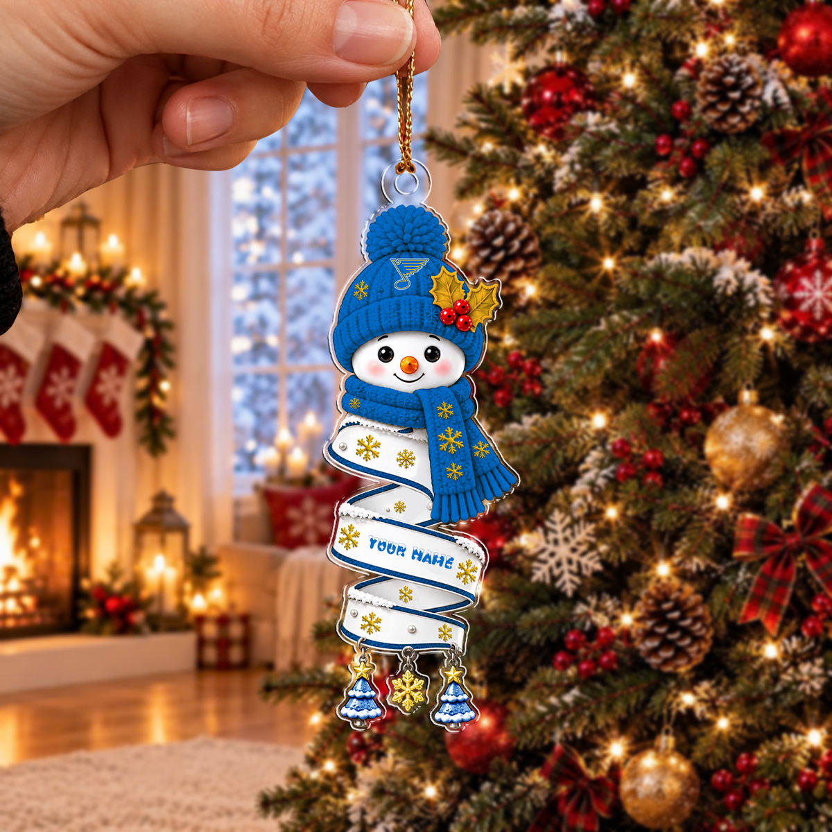 SPECIAL EDITION - NEW CUSTOMIZED NHL14 SLB ST. LOUIS BLUES CHRISTMAS ACRYLIC ORNAMENT