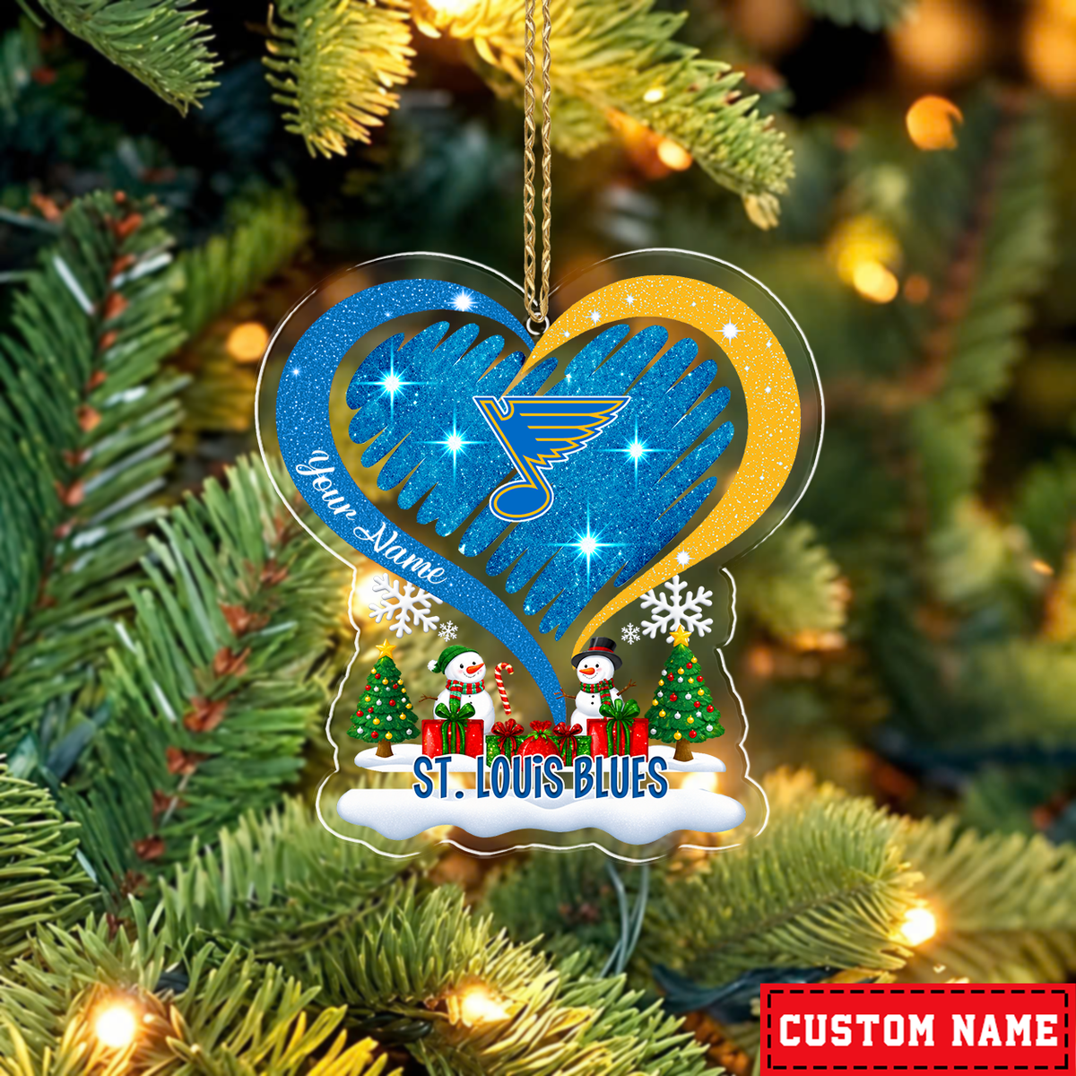 FINAL SALE - NEW CUSTOMIZED NHL14 SLB ST. LOUIS BLUES CHRISTMAS ACRYLIC ORNAMENT