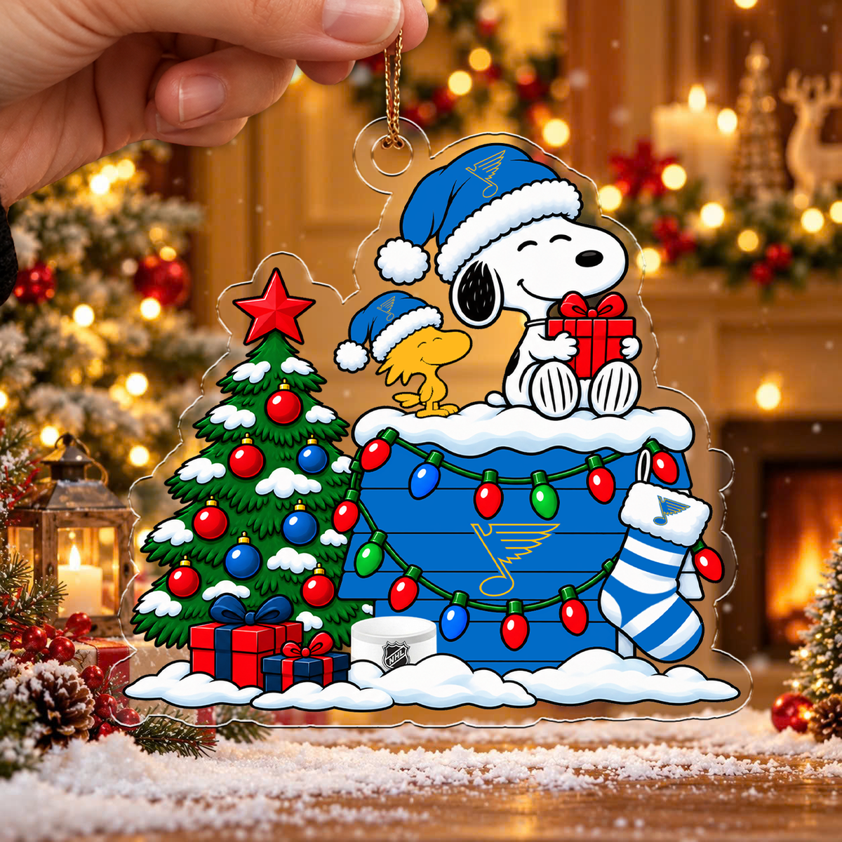 LIMITED DROP - NEW CUSTOMIZED NHL14 SLB ST. LOUIS BLUES CHRISTMAS ACRYLIC ORNAMENT