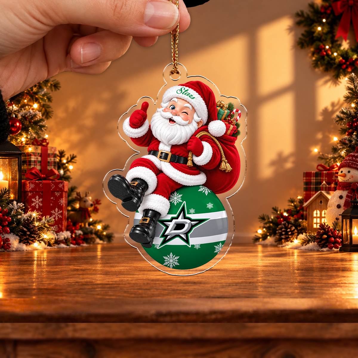 HOT DEAL - NEW CUSTOMIZED NHL15 DLS DALLAS STARS CHRISTMAS ACRYLIC ORNAMENT