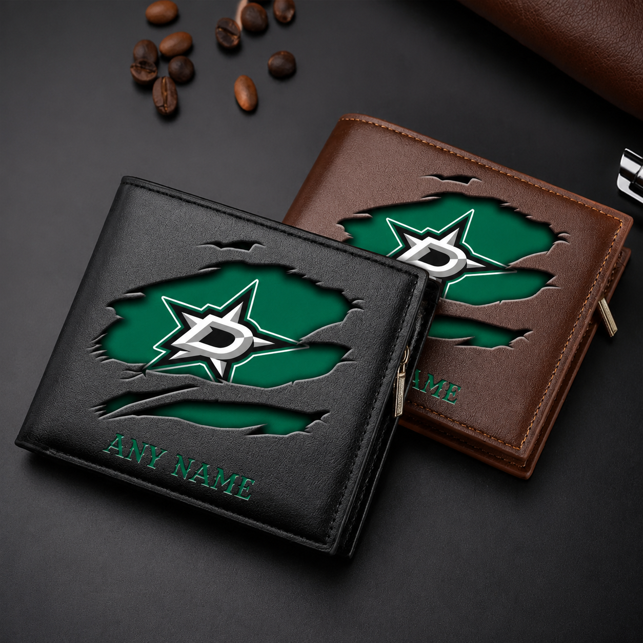 FINAL SALE - NEW CUSTOMIZED NHL15 DLS DALLAS STARS LEATHER WALLET