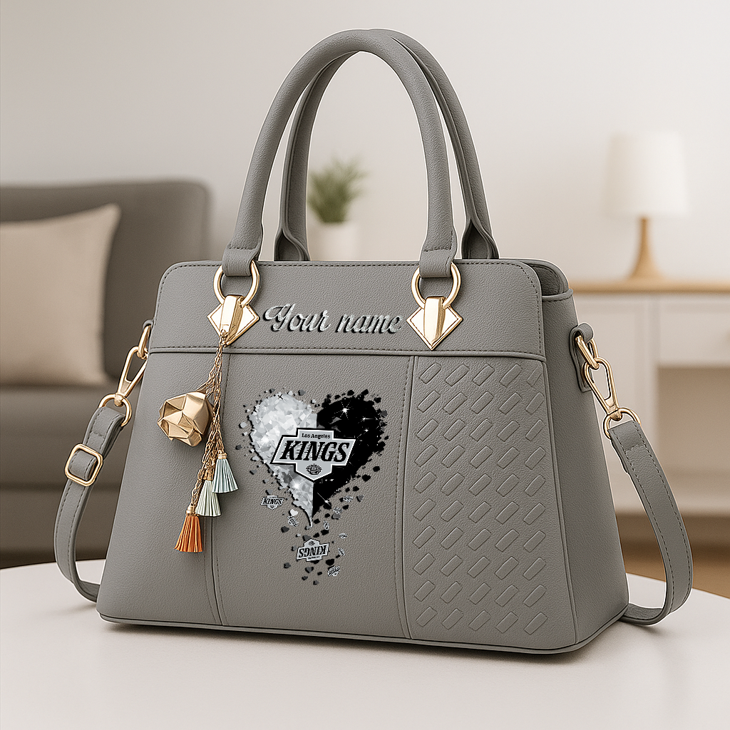 LIMITED EDITION - NEW CUSTOMIZED NHL16 LAK LOS ANGELES KINGS ZIP HANDBAG MULTICOLOR