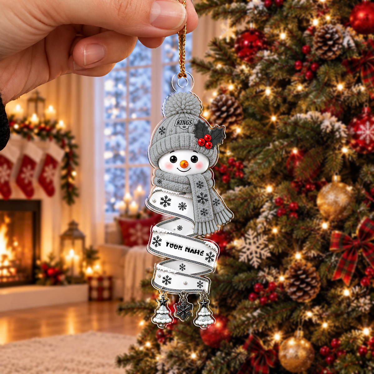 SPECIAL EDITION - NEW CUSTOMIZED NHL16 LAK LOS ANGELES KINGS CHRISTMAS ACRYLIC ORNAMENT