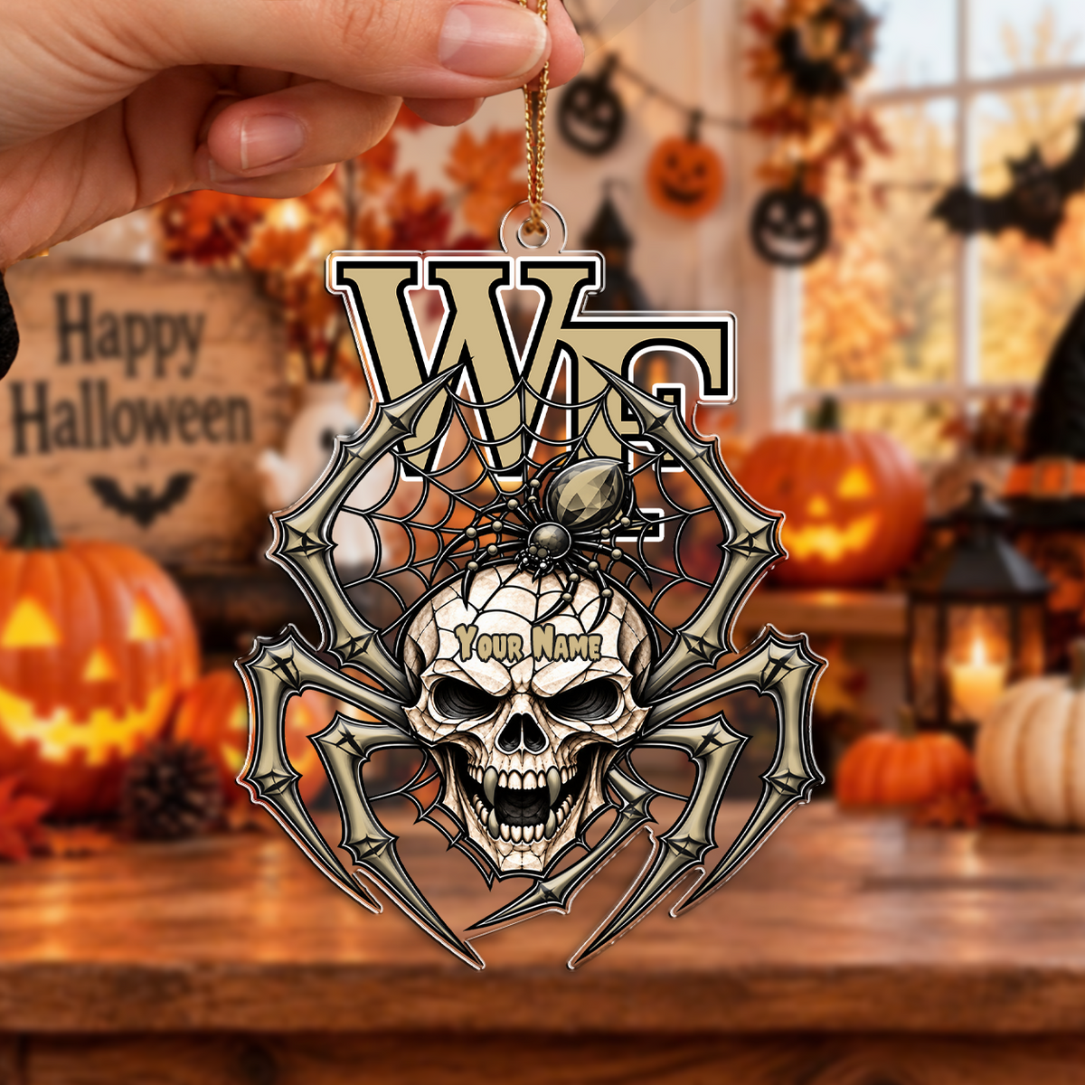 ACTIVE OFFER - NEW CUSTOMIZED NCAA CFH16 WFD WAKE FOREST DEMON DEACONS HALLOWEEN ACRYLIC ORNAMENT