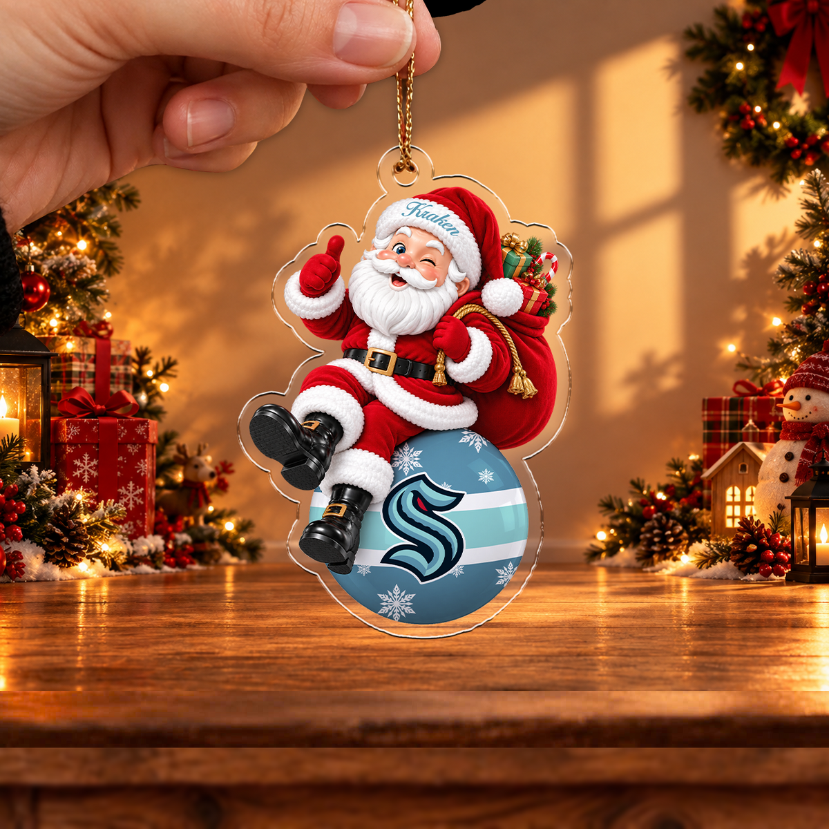 HOT DEAL - NEW CUSTOMIZED NHL20 STK SEATTLE KRAKEN CHRISTMAS ACRYLIC ORNAMENT
