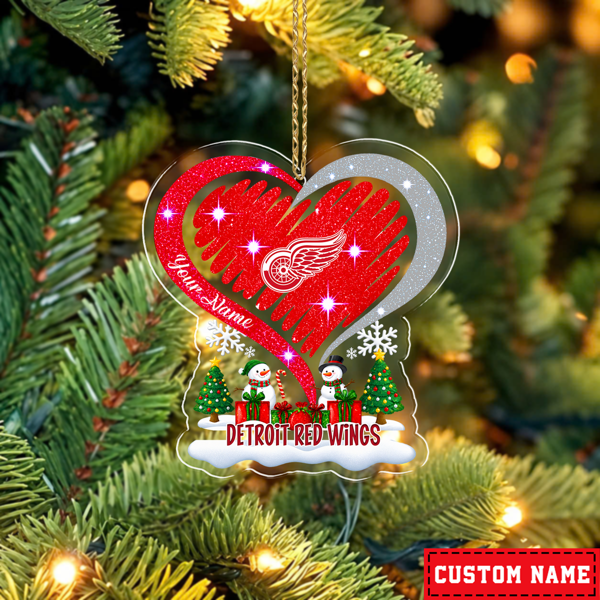 FINAL SALE - NEW CUSTOMIZED NHL22 DRW DETROIT RED WINGS CHRISTMAS ACRYLIC ORNAMENT