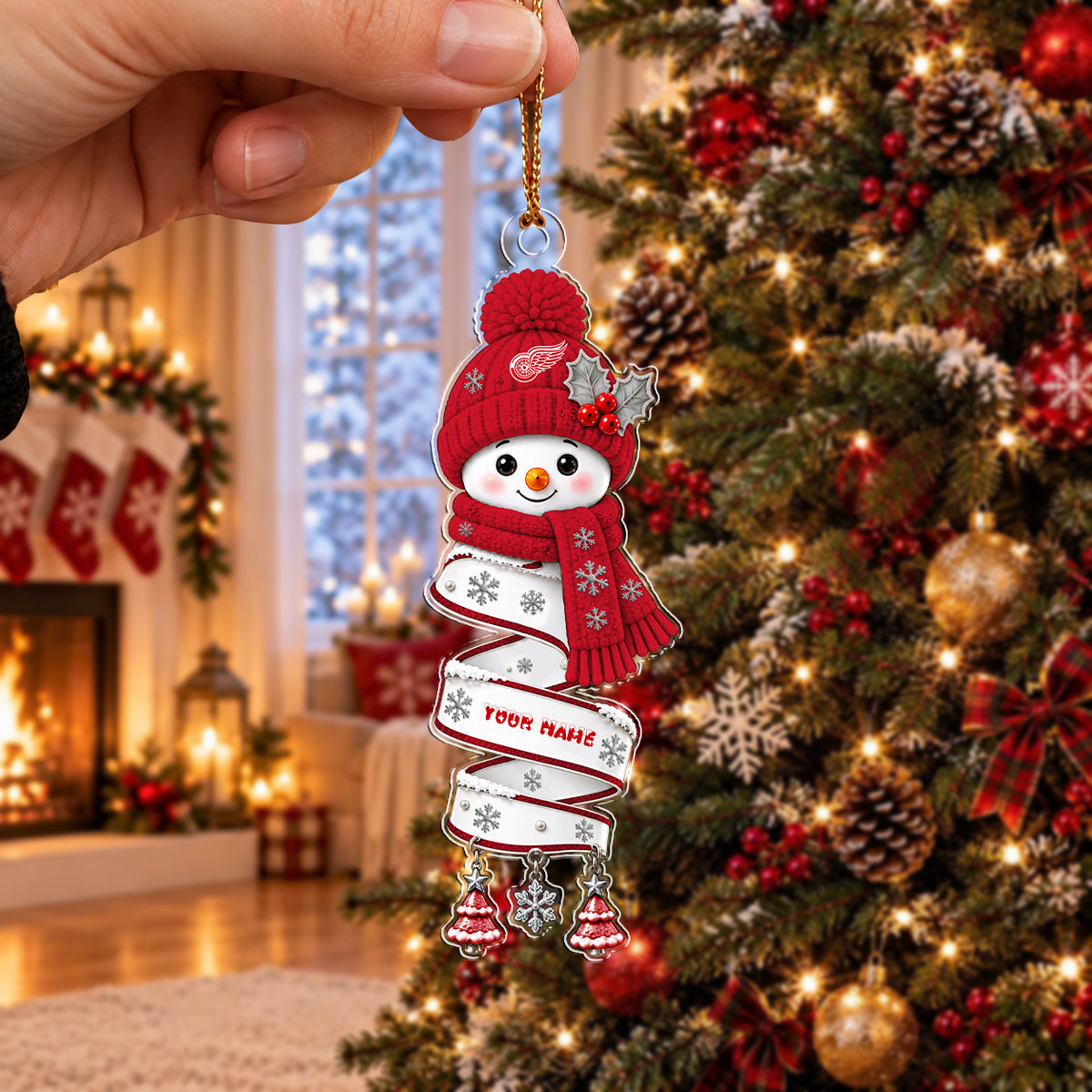 SPECIAL EDITION - NEW CUSTOMIZED NHL22 DRW DETROIT RED WINGS CHRISTMAS ACRYLIC ORNAMENT