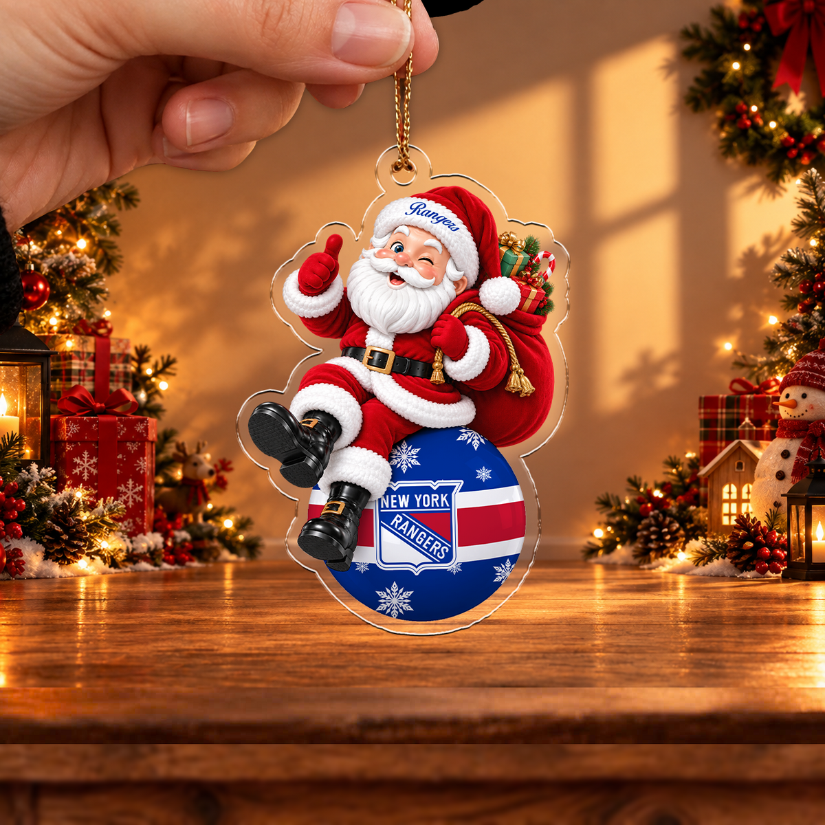 HOT DEAL - NEW CUSTOMIZED NHL24 NYR NEW YORK RANGERS CHRISTMAS ACRYLIC ORNAMENT