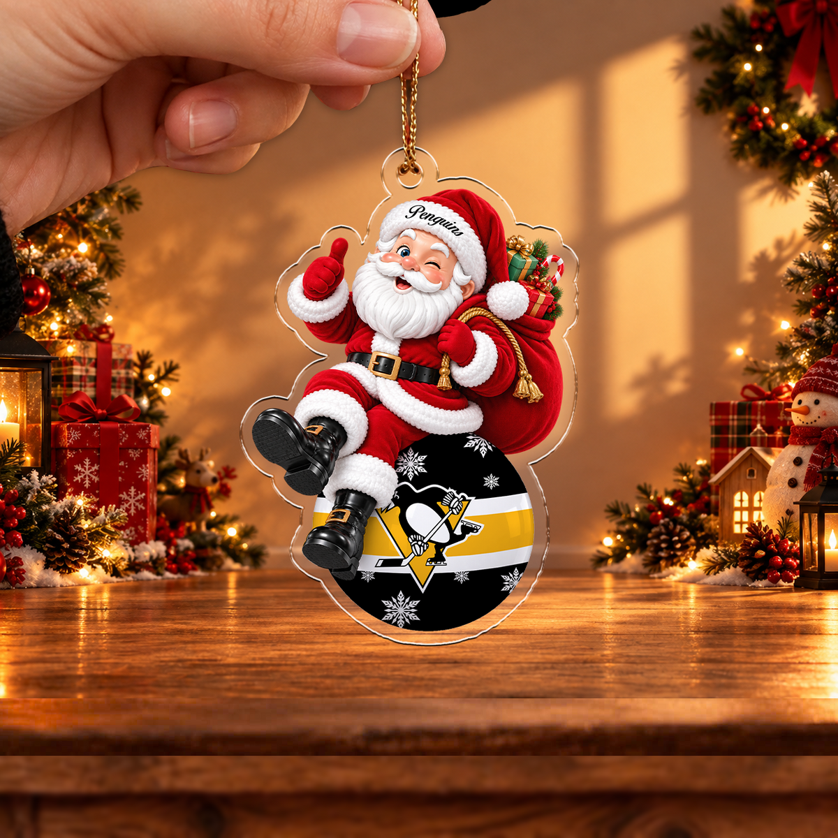 HOT DEAL - NEW CUSTOMIZED NHL26 PBP PITTSBURGH PENGUINS CHRISTMAS ACRYLIC ORNAMENT