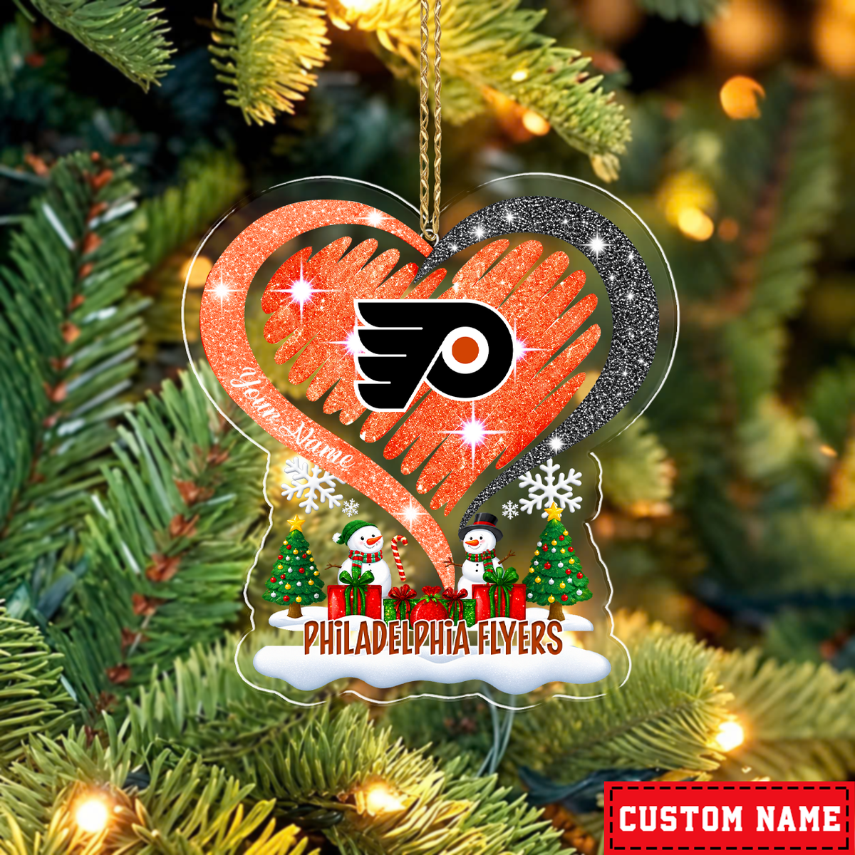 FINAL SALE - NEW CUSTOMIZED NHL27 PPF PHILADELPHIA FLYERS CHRISTMAS ACRYLIC ORNAMENT