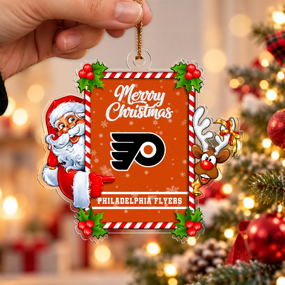 FLASH SALE - NEW CUSTOMIZED NHL27 PPF PHILADELPHIA FLYERS CHRISTMAS ACRYLIC ORNAMENT